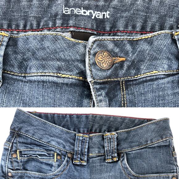 Lane Bryant Roll Cuff Denim Crop Capri Jeans Plus Size 18 Petite Triangle Blue - Picture 4 of 14
